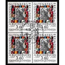 600-året for opfindelse af bogtrykkunsten Johannes Gutenbergs fødsel. Fireblok.